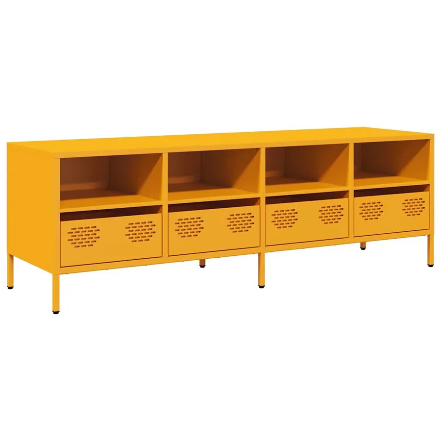 Meuble TV jaune moutarde 135x39x43,5 cm acier laminé à froid - 2