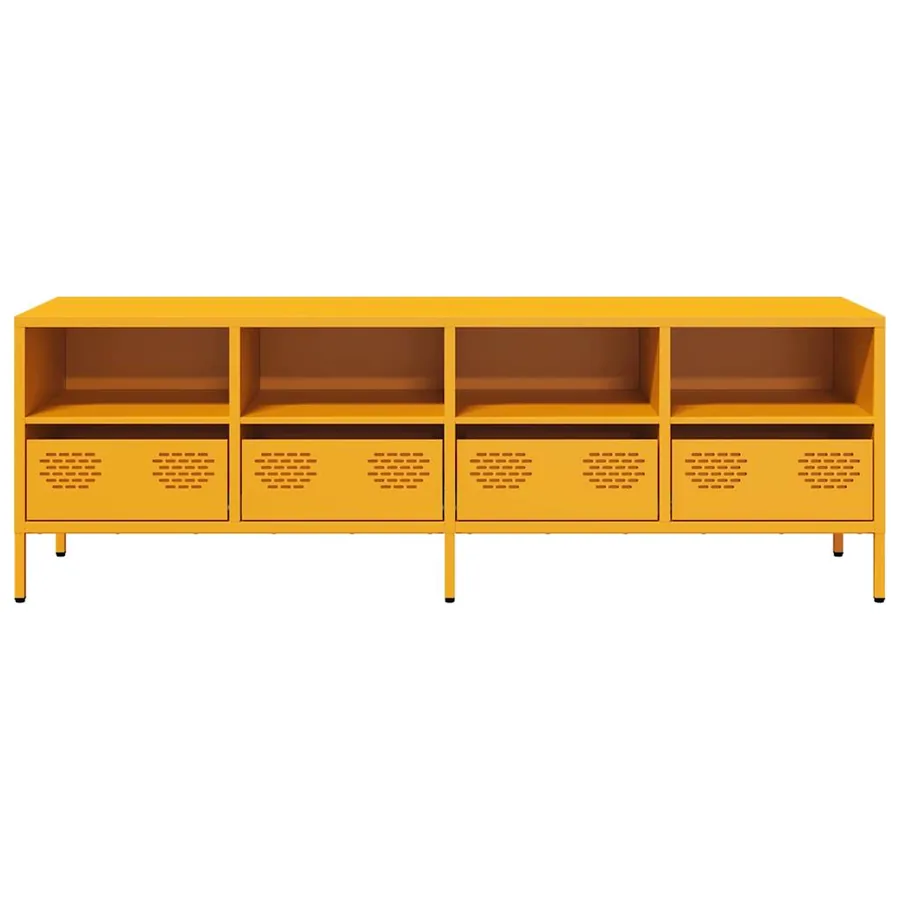 Meuble TV jaune moutarde 135x39x43,5 cm acier laminé à froid - 4
