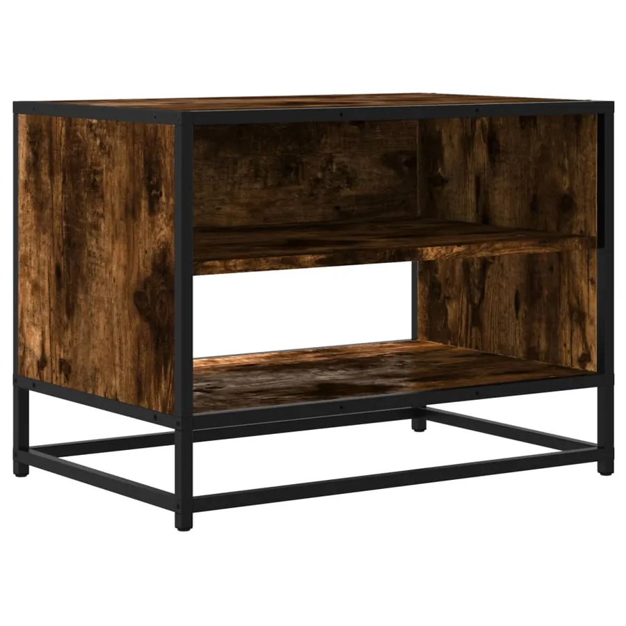 Meuble TV chêne fumé 61x40x46 cm bois d'ingénierie et métal - 2