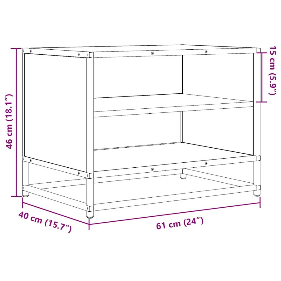 Meuble TV chêne fumé 61x40x46 cm bois d'ingénierie et métal - 9