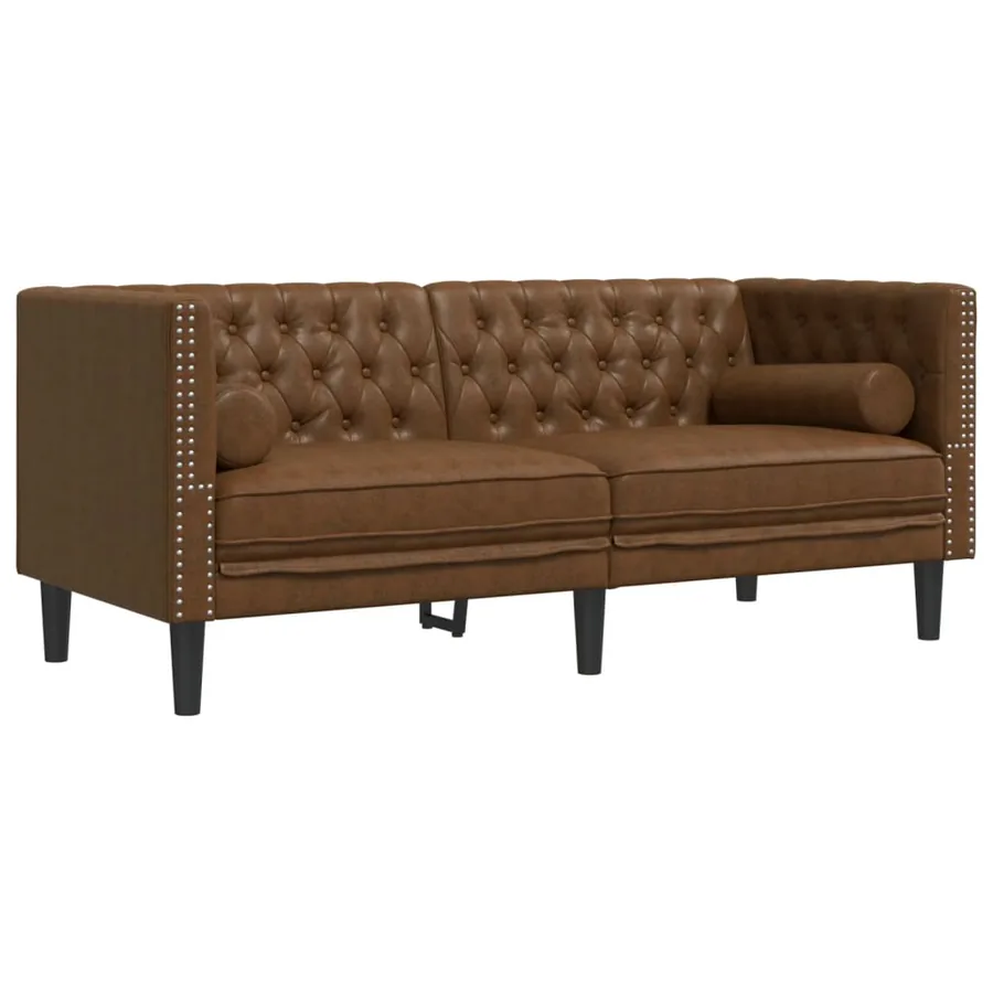 Ensemble de canapé Chesterfield et traversins 3 pcs marron - 5