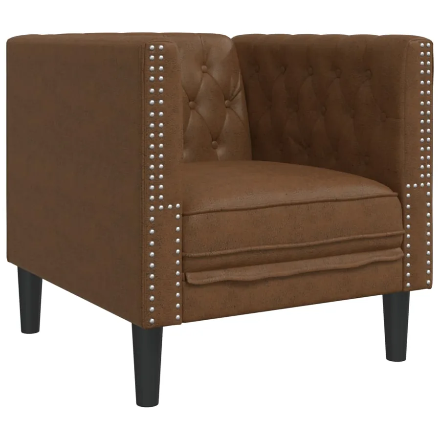 Ensemble de canapé Chesterfield et traversins 3 pcs marron - 6