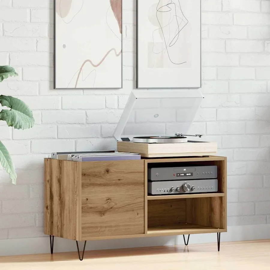 Armoire à disques chêne artisanal 84,5x38x48 cm bois ingénierie - 3