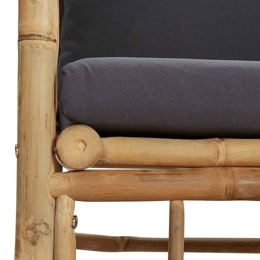 Canapé de jardin avec coussins gris foncé bambou - 6