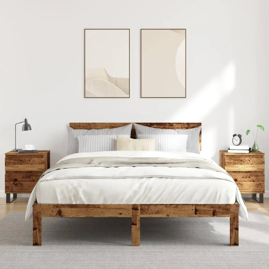 Tables de chevet 2 pcs vieux bois 40x35x50 cm bois d’ingénierie - 3