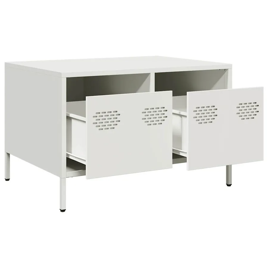 Meuble TV blanc 68x50x43,5 cm acier laminé à froid - 5
