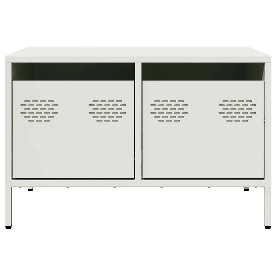 Meuble TV blanc 68x50x43,5 cm acier laminé à froid - 6