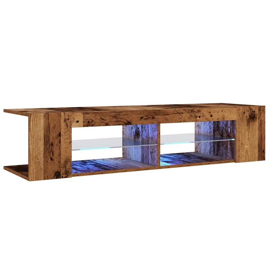 Meuble TV avec lumières LED vieux bois bois d'ingénierie - 3