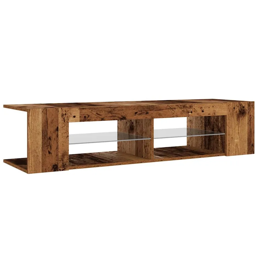 Meuble TV avec lumières LED vieux bois bois d'ingénierie - 6