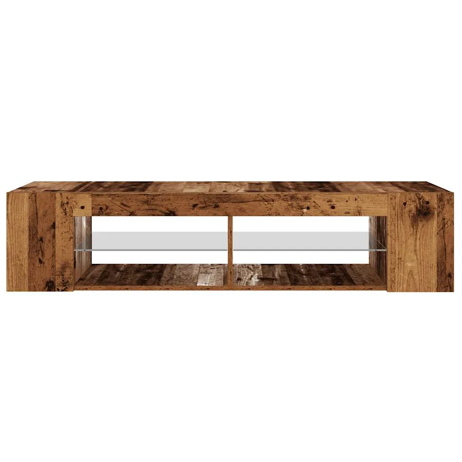 Meuble TV avec lumières LED vieux bois bois d'ingénierie - 7