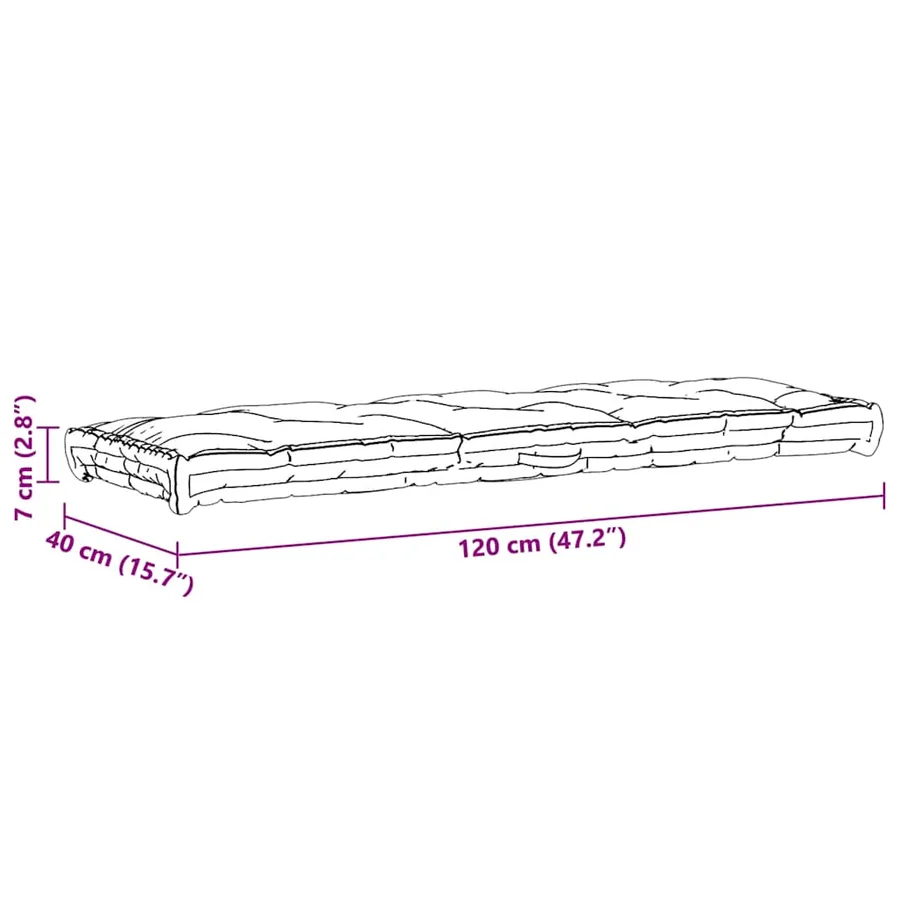 Coussin de plancher de palette Coton 120x40x7 cm Noir - 9