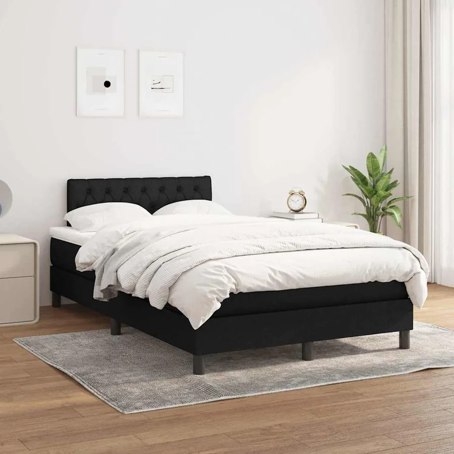 Sommier à lattes de lit avec matelas Noir 120x200 cm Tissu