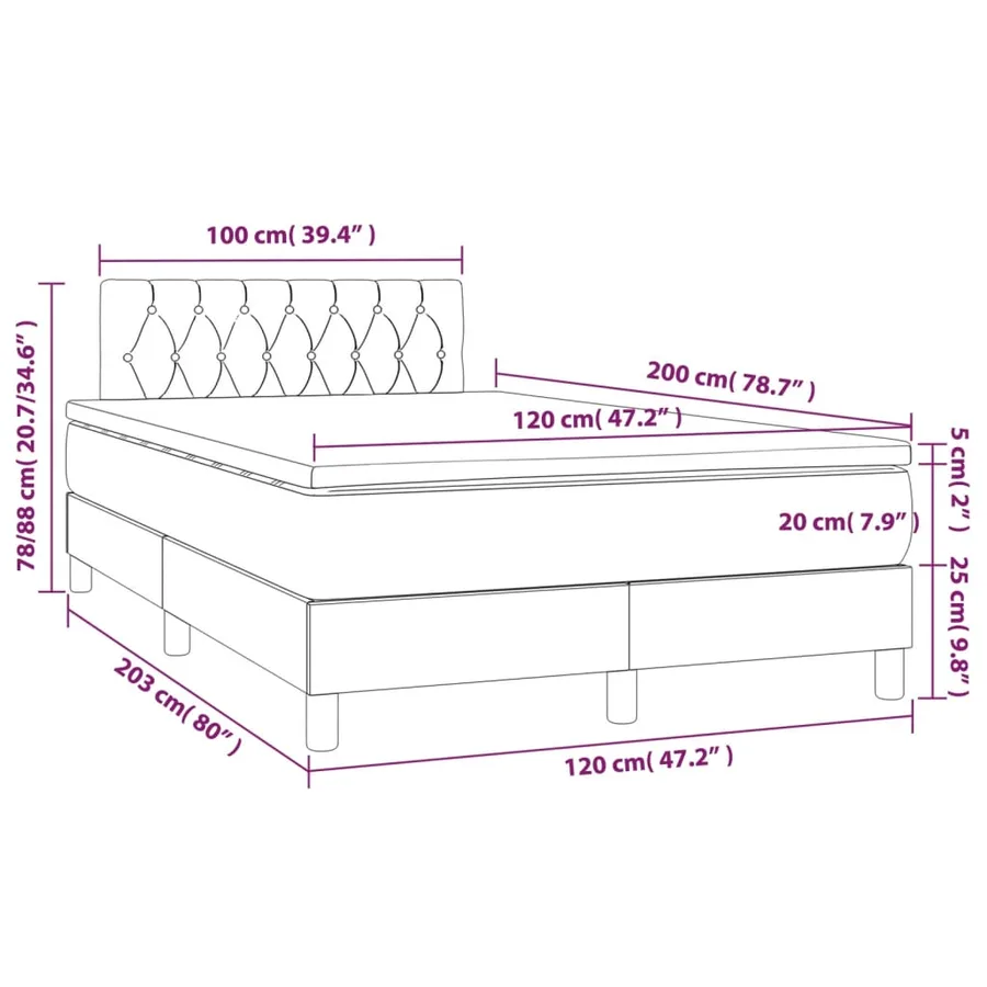 Sommier à lattes de lit avec matelas Noir 120x200 cm Tissu - 7