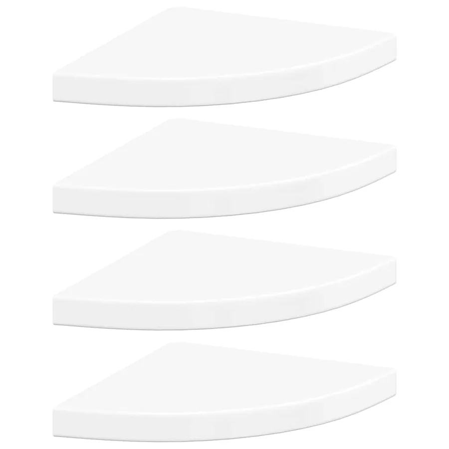 Étagères d'angle flottantes 4pcs blanc brillant 35x35x3,8cm MDF - 2