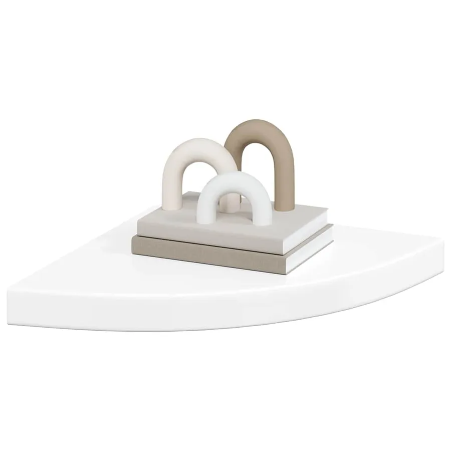 Étagères d'angle flottantes 4pcs blanc brillant 35x35x3,8cm MDF - 4