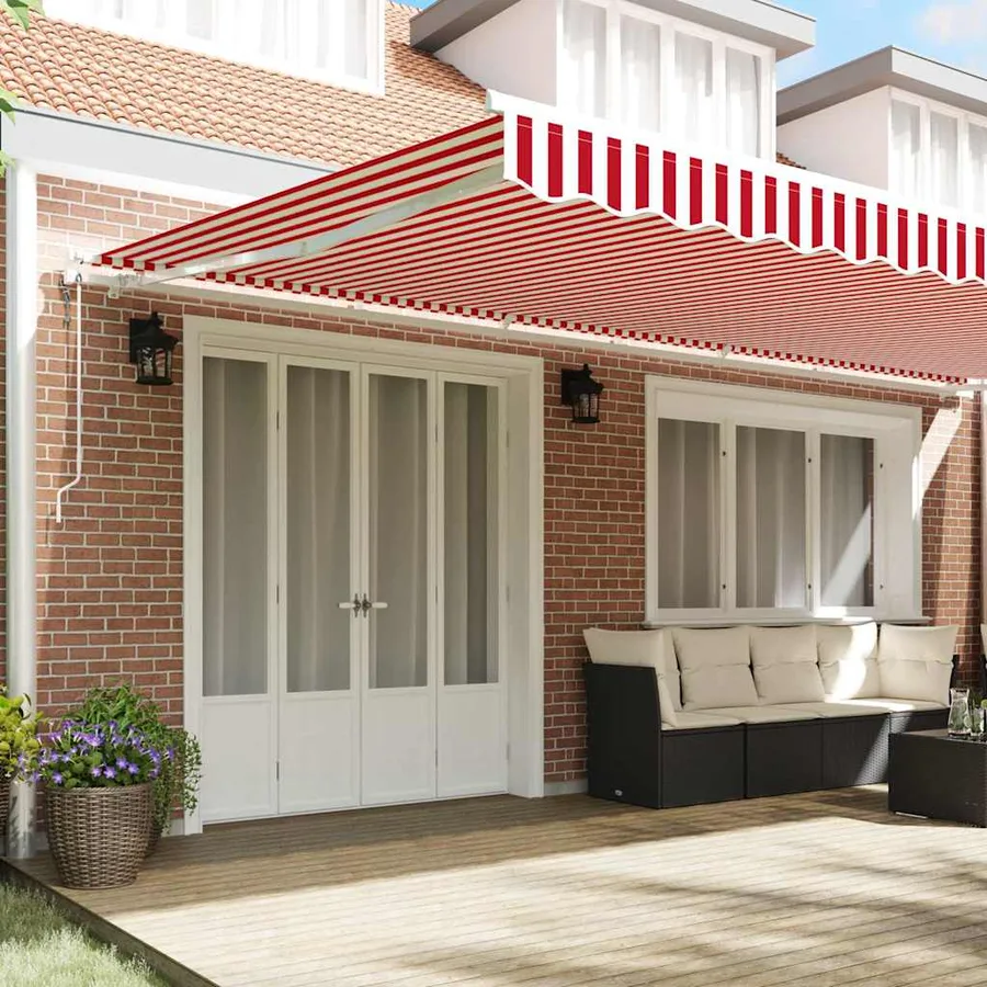 Auvent rétractable Rouge et Blanc 600 × 300 cm - 3