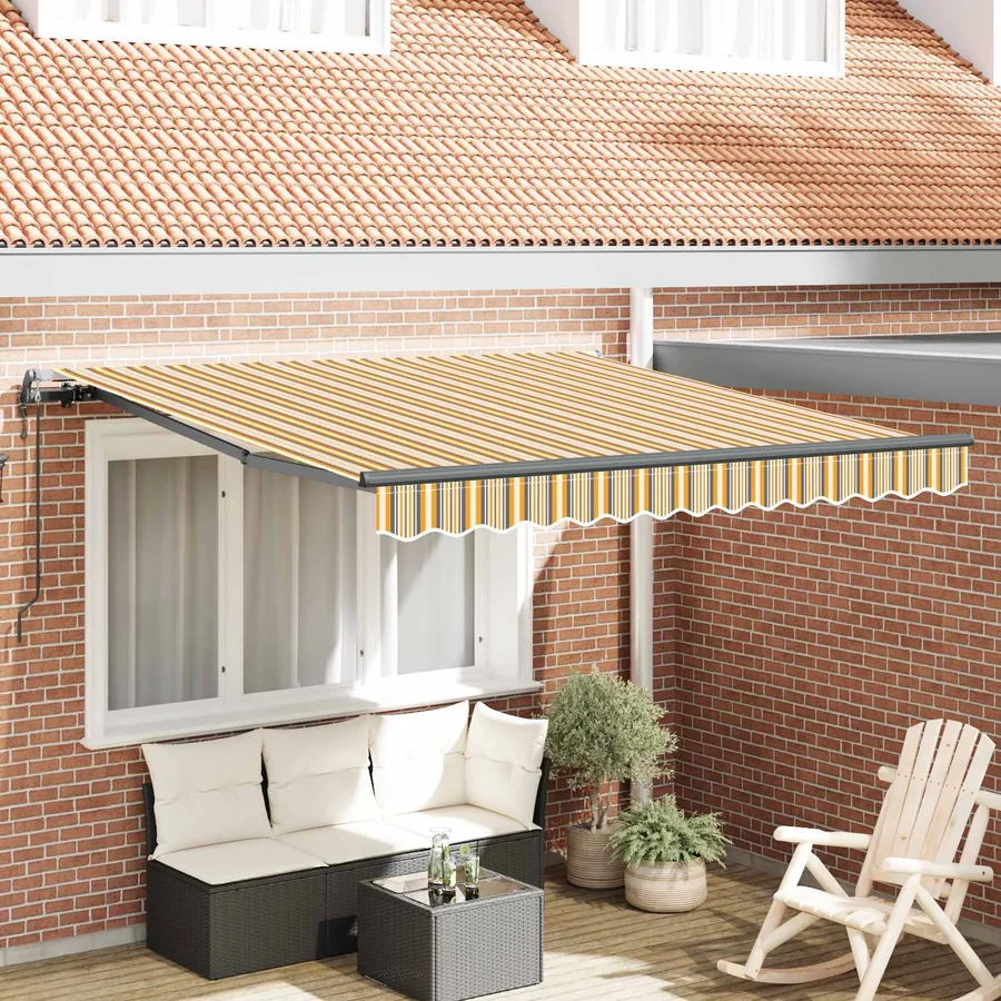 Auvent rétractable Multicolore 300 x 250 cm Tissu et Aluminium