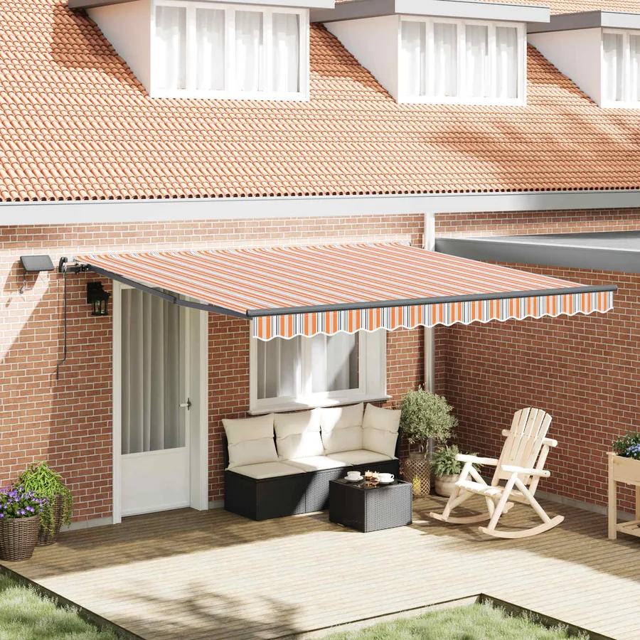 Auvent rétractable Multicolore 400 × 300 cm Tissu et Aluminium