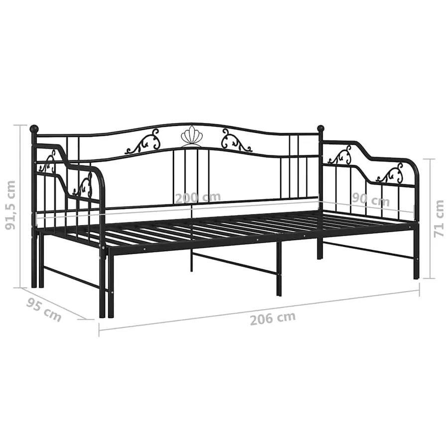 Cadre de canapé-lit extensible sans matelas Noir Métal 90x200cm - 14