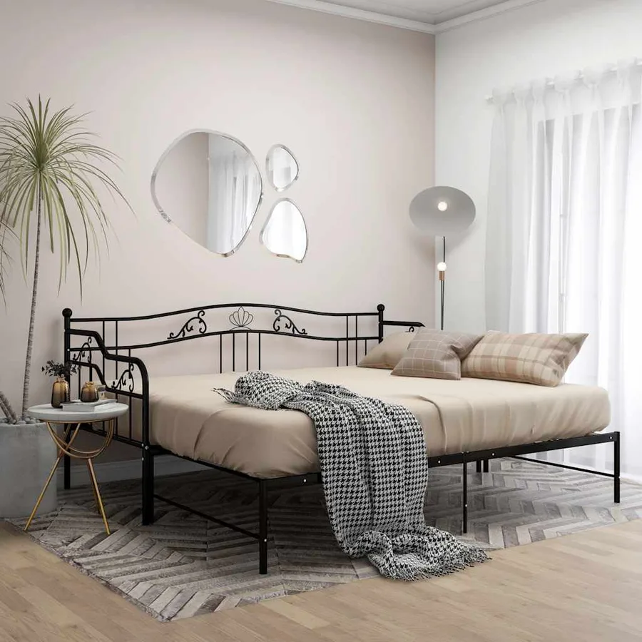 Cadre de canapé-lit extensible sans matelas Noir Métal 90x200cm - 3