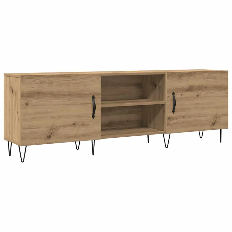 Meuble TV chêne artisanal 150x30x50 cm bois d'ingénierie - 2