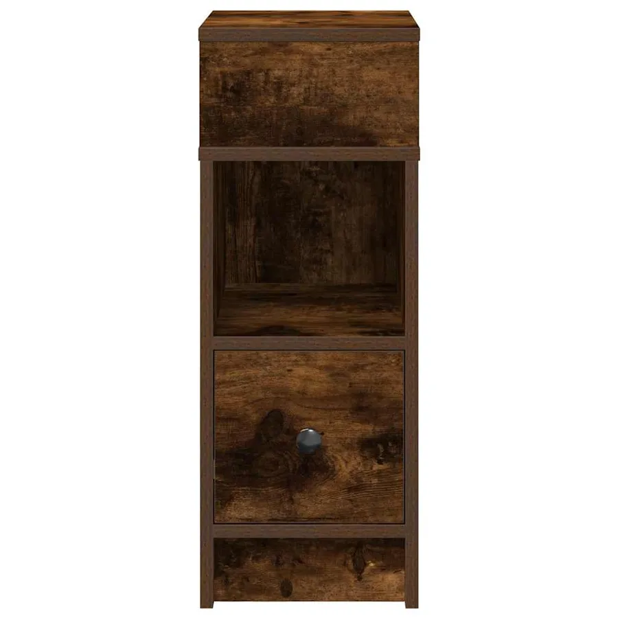 Tables de chevet 2 pcs avec tiroir chêne fumé 25x31x66 cm - 4