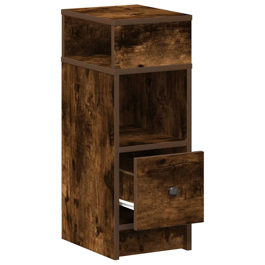 Tables de chevet 2 pcs avec tiroir chêne fumé 25x31x66 cm - 5