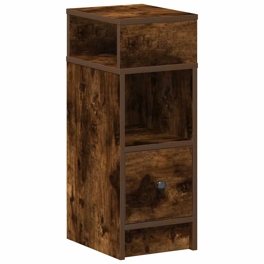 Tables de chevet 2 pcs avec tiroir chêne fumé 25x31x66 cm - 6