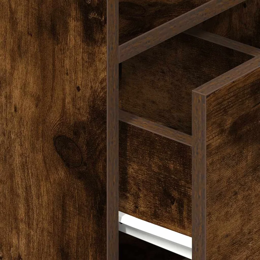 Tables de chevet 2 pcs avec tiroir chêne fumé 25x31x66 cm - 9