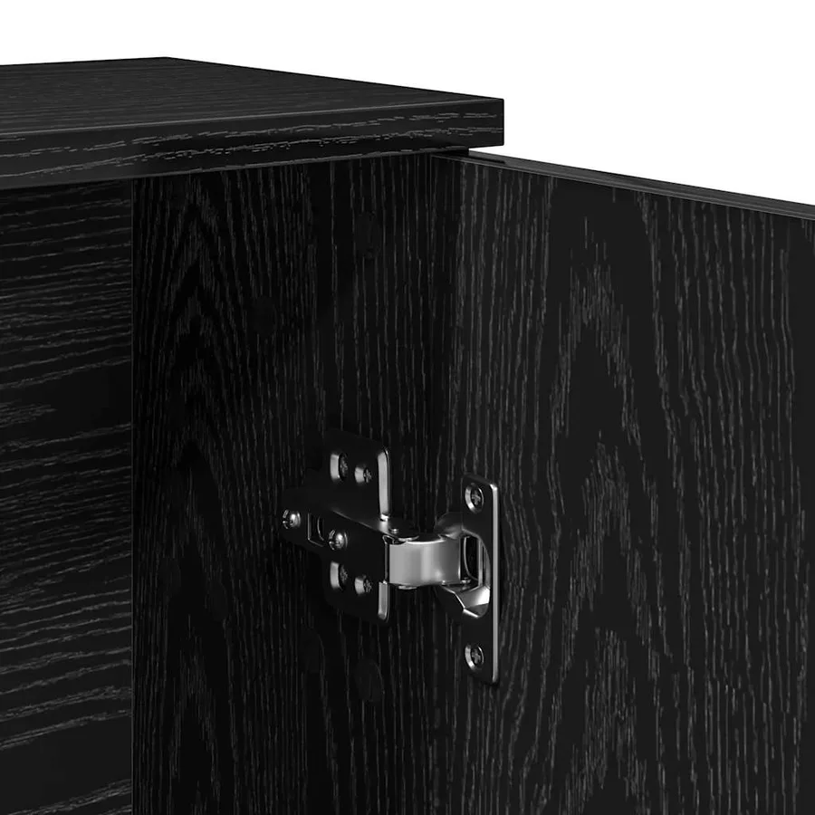 Meuble de salle de bain avec porte-rouleau noir 39x22x90 cm - 10