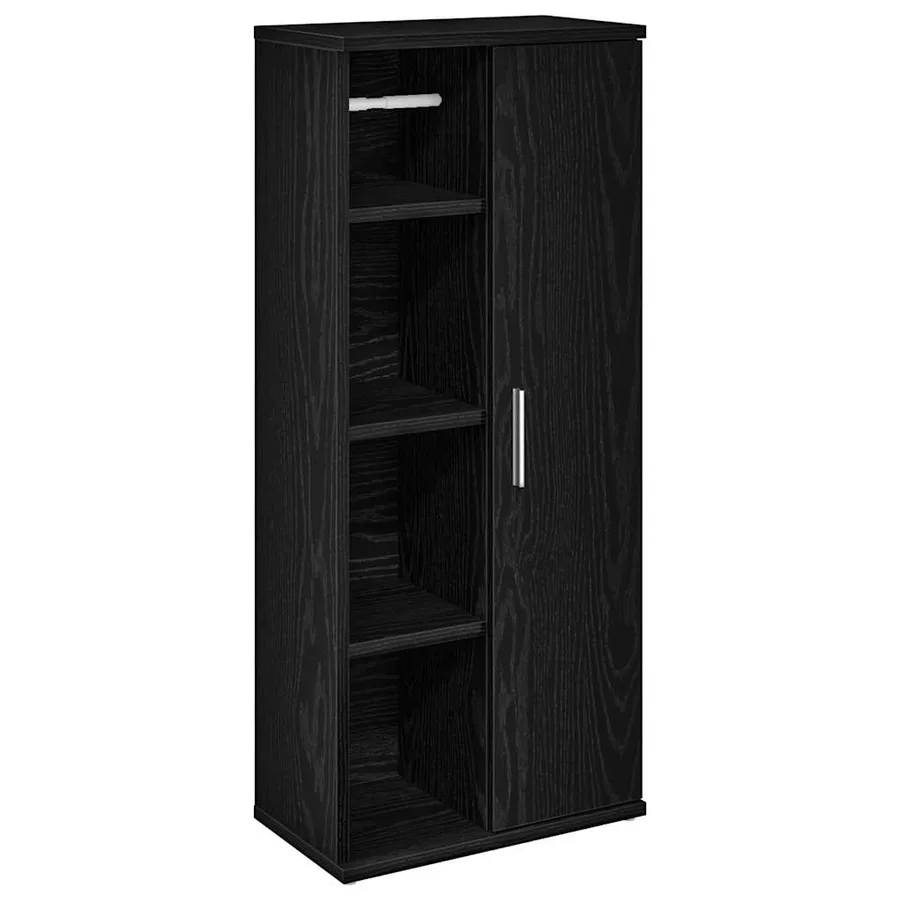 Meuble de salle de bain avec porte-rouleau noir 39x22x90 cm - 2