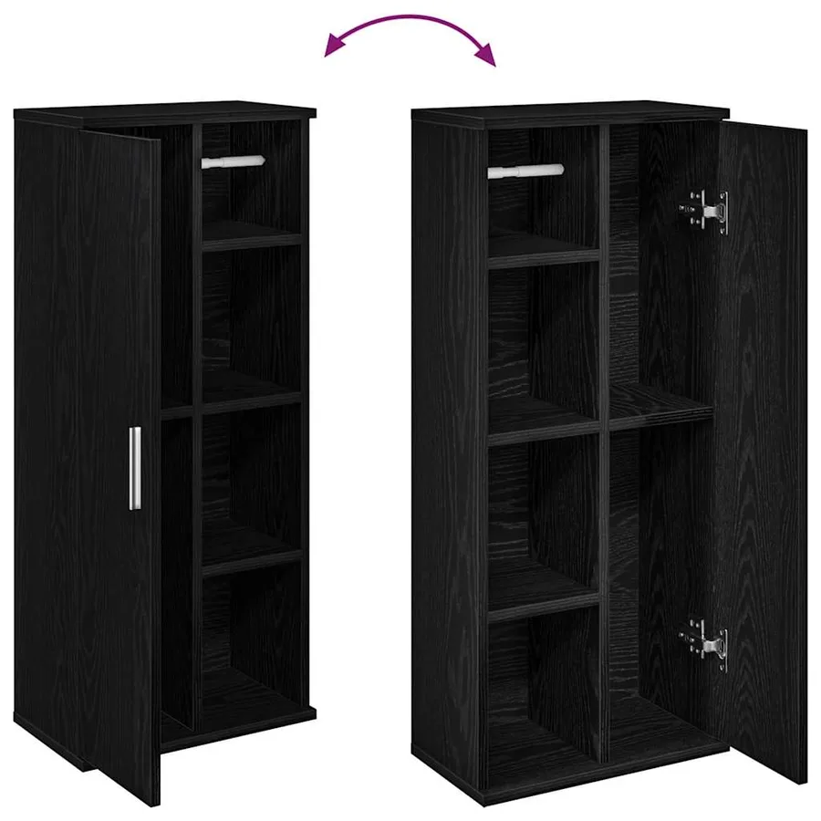 Meuble de salle de bain avec porte-rouleau noir 39x22x90 cm - 8