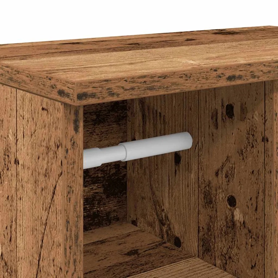 Meuble de salle de bain avec porte-rouleau vieux bois - 9