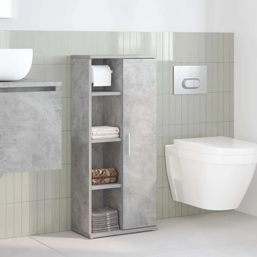Meuble de salle de bain avec porte-rouleau gris béton - 3