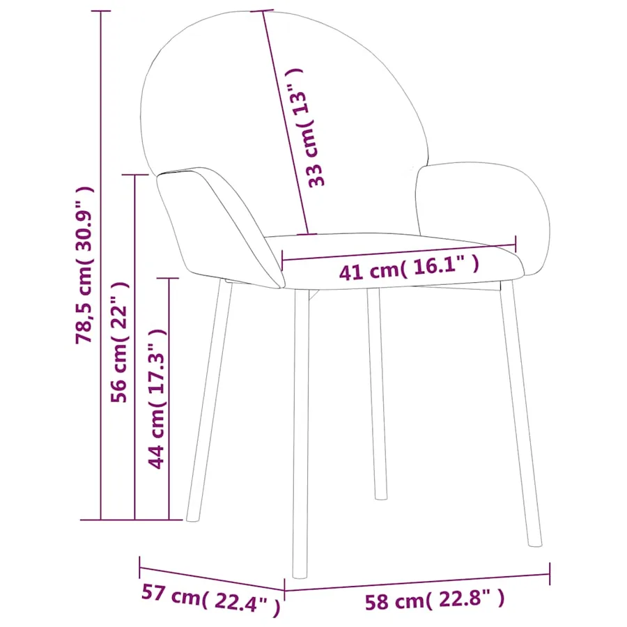 Chaises à manger lot de 2 Crème Velours - 9