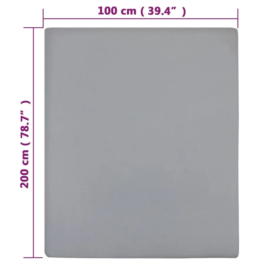 Drap-housse Jersey Gris 100x200 cm Coton - 5