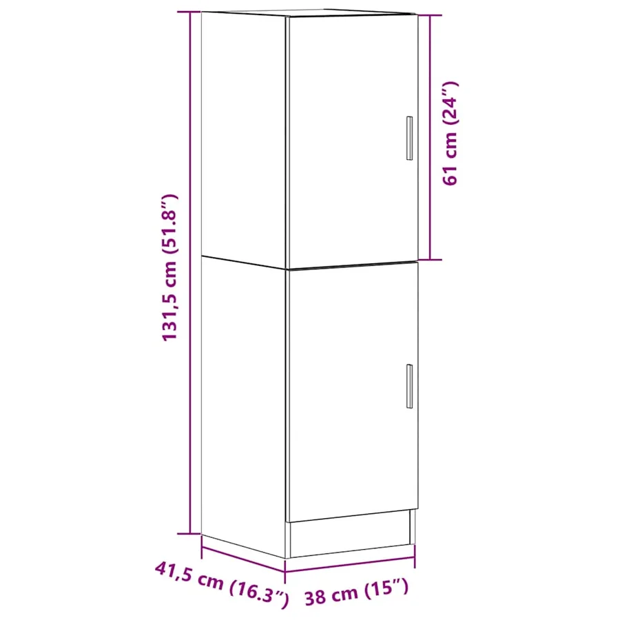 Armoire de cuisine chêne artisanal 38x41,5x131,5 cm - 11