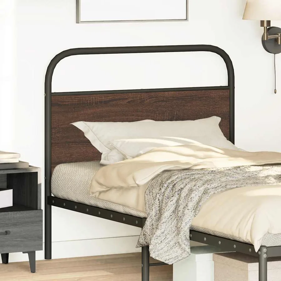 Tête de lit de remplacement chêne marron 90 cm acier et bois d'ingénierie - 2