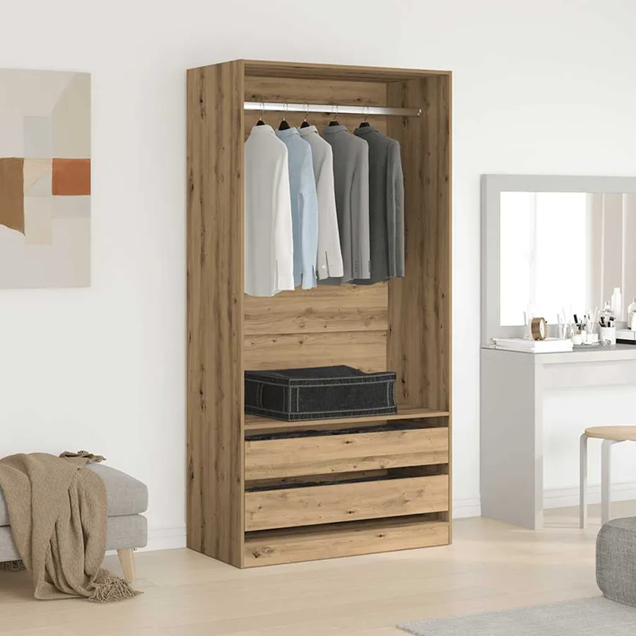 Garde-robe chêne artisanal 100x50x200 cm bois d'ingénierie - 3