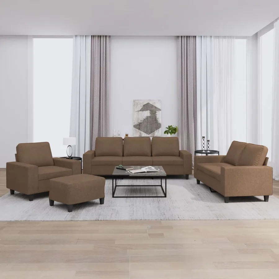 Ensemble de canapés 4 pcs marron tissu