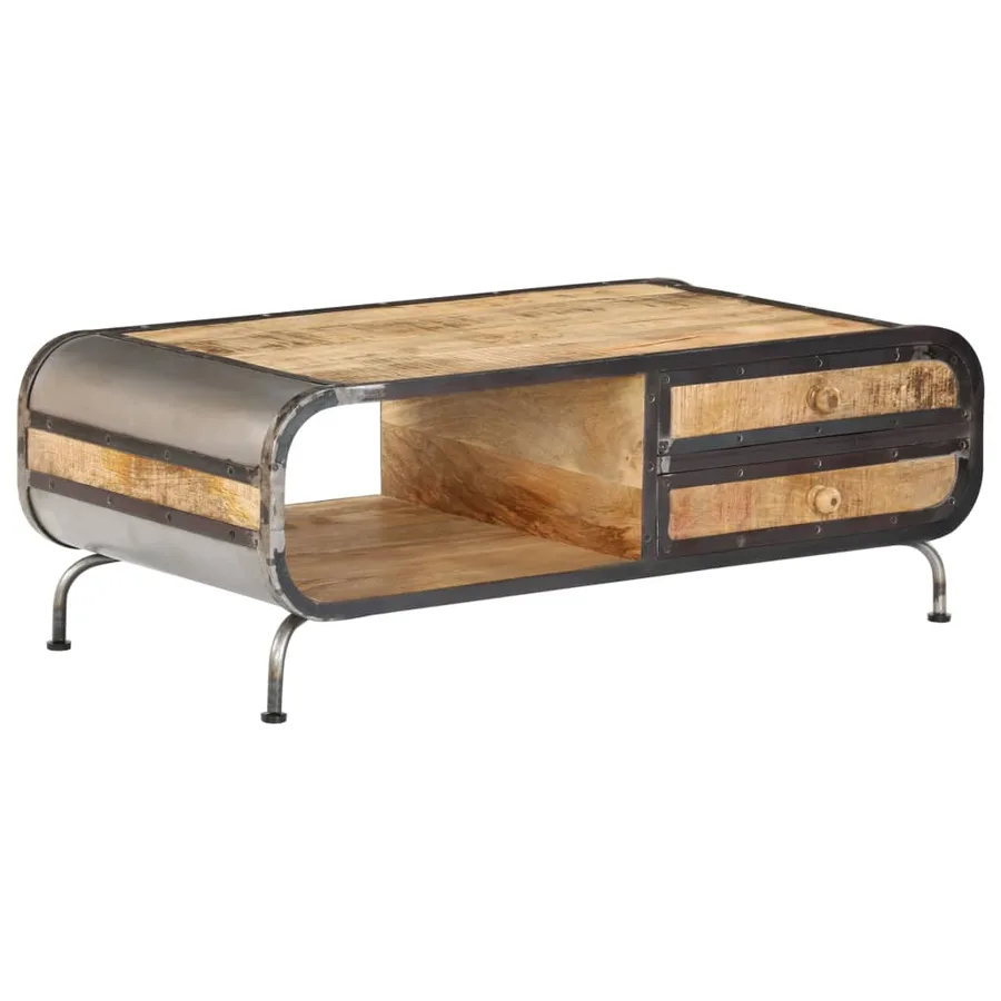 Table basse 100x50x35 cm Bois de manguier massif - 10