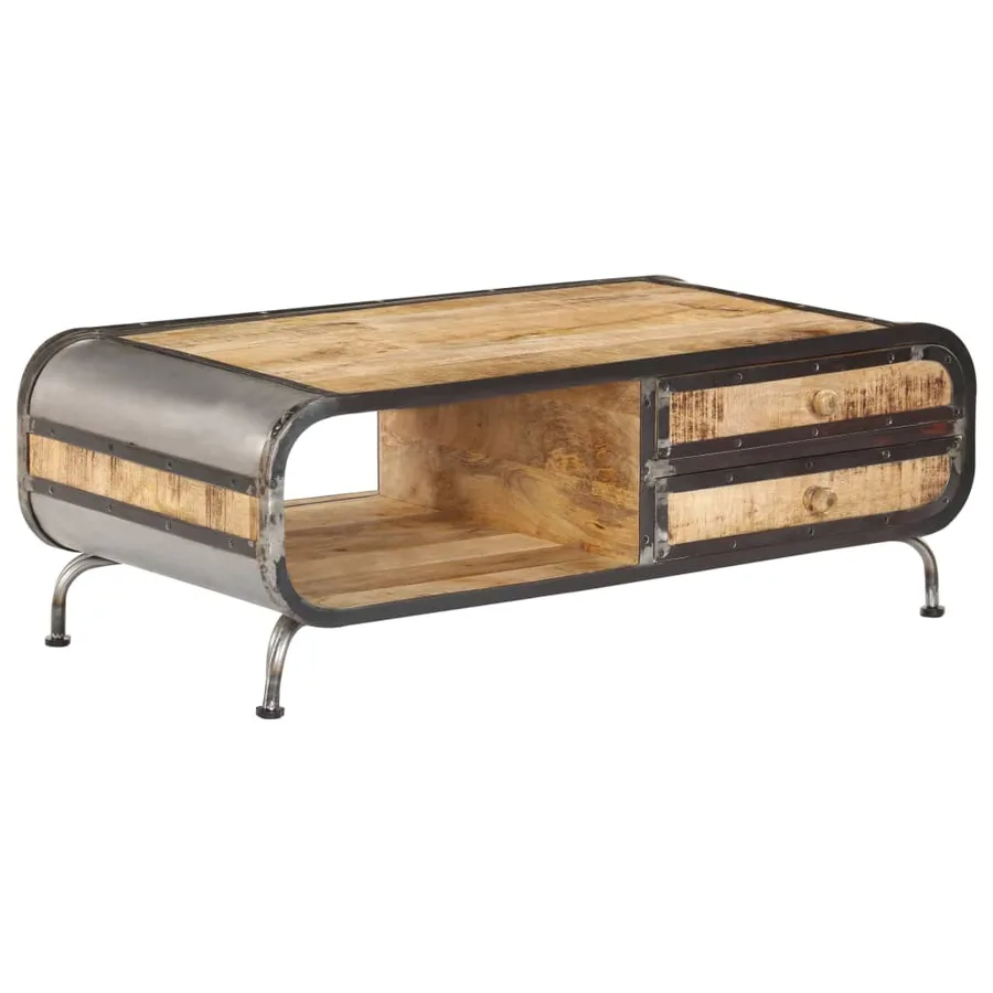 Table basse 100x50x35 cm Bois de manguier massif - 11