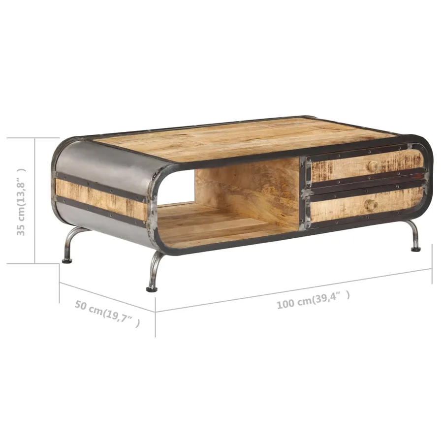Table basse 100x50x35 cm Bois de manguier massif - 9