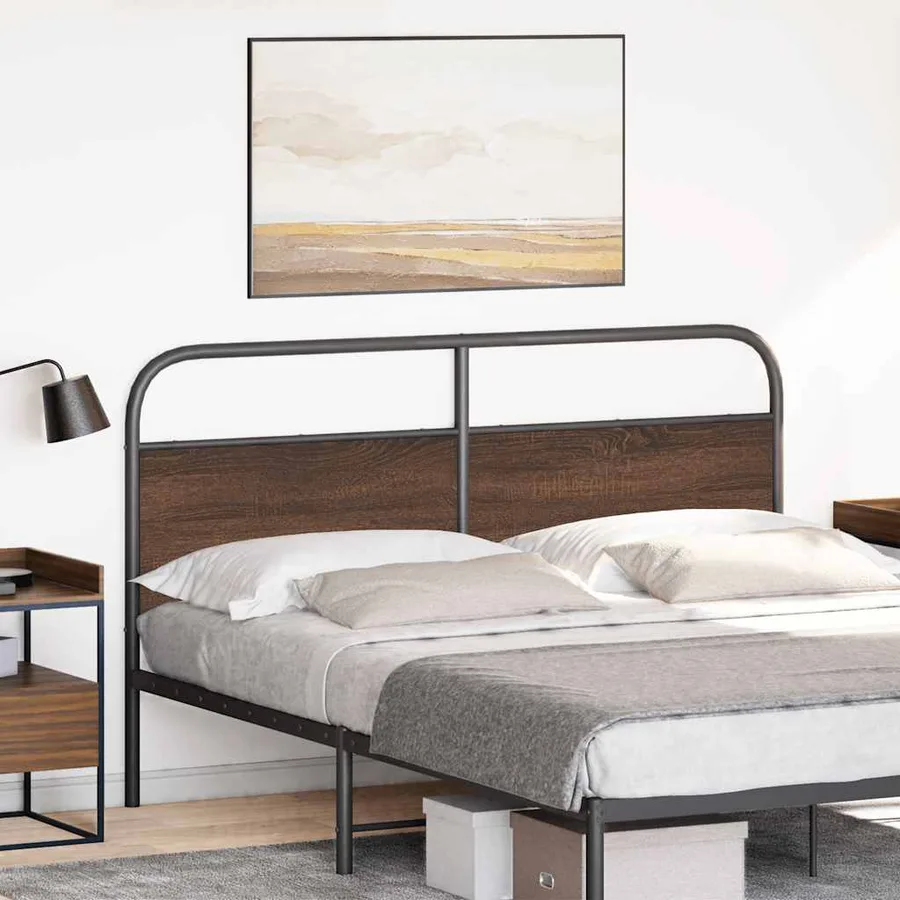 Tête de lit de remplacement chêne marron 160 cm acier et bois d'ingénierie - 2