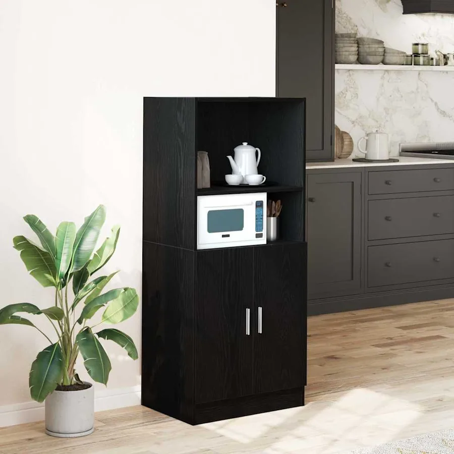 Armoire de cuisine noir 57x41,5x131,5 cm bois d'ingénierie