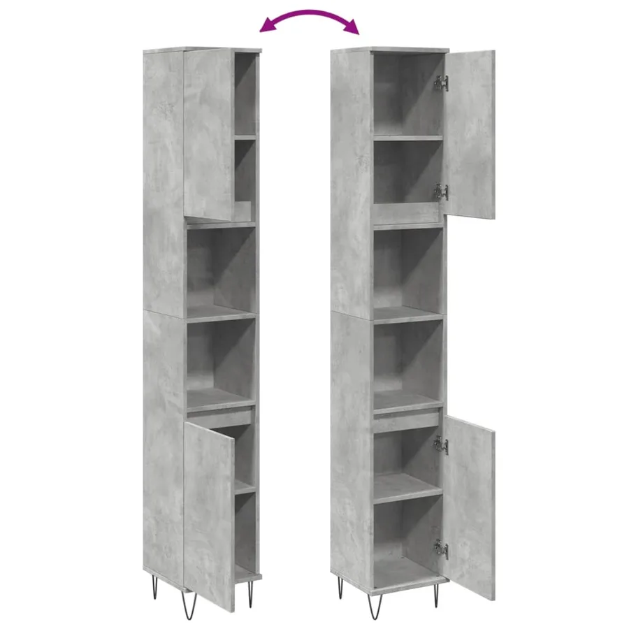 Armoire de salle de bain gris béton 30x30x190 cm - 8