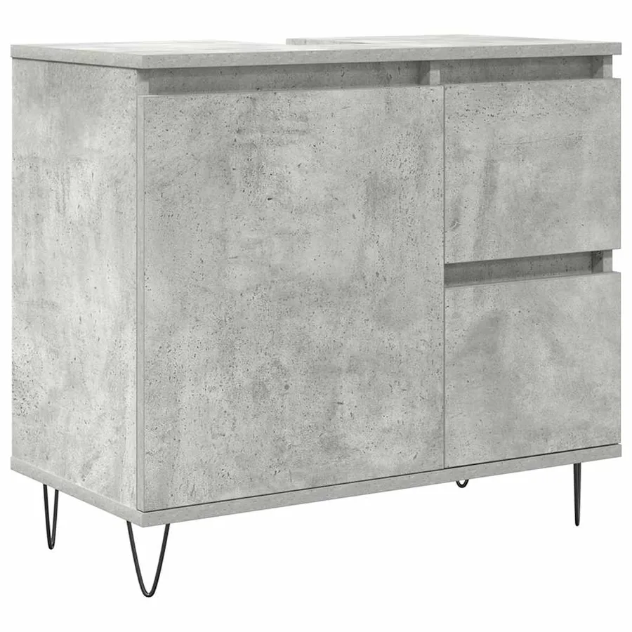 Ensemble de meubles de salle de bain 3 pcs gris béton - 8