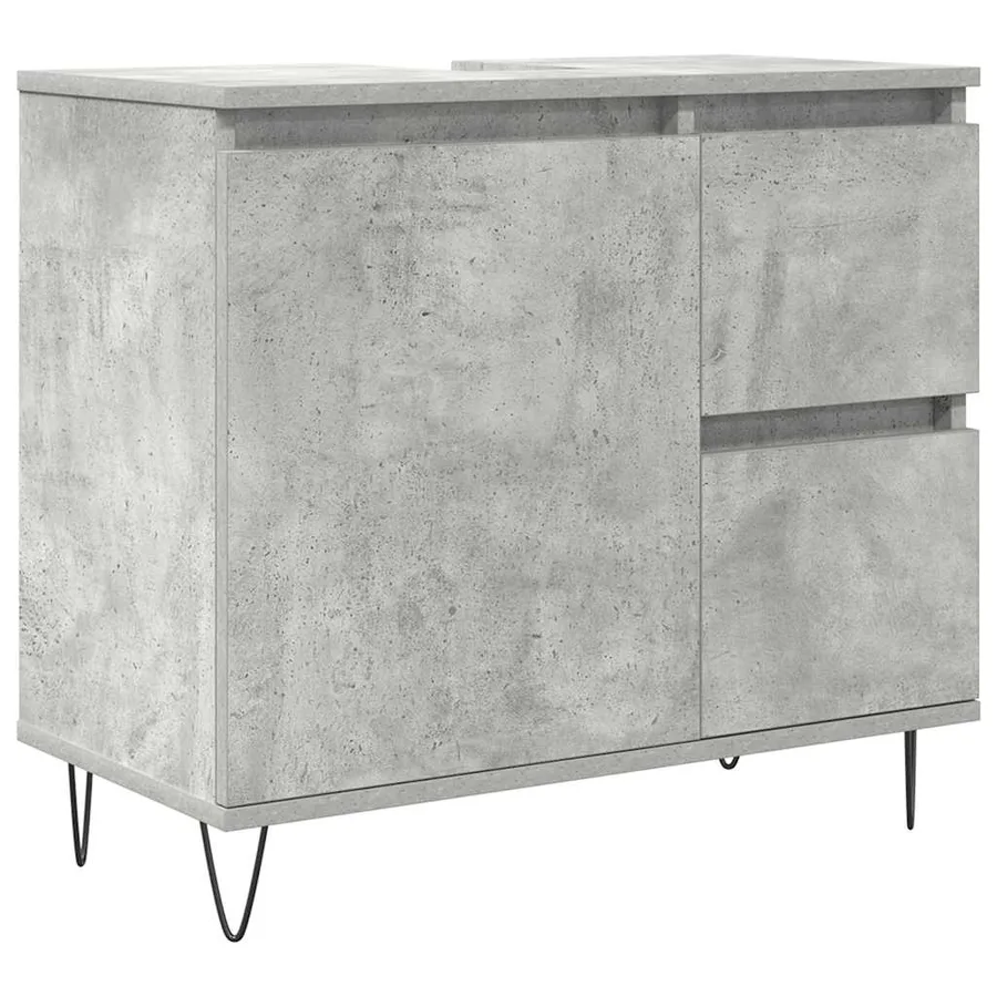 Ensemble de meubles de salle de bain 3 pcs gris béton - 9