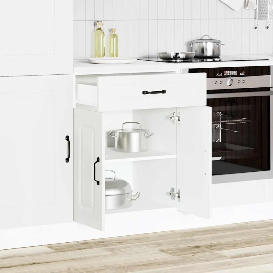 Armoire de cuisine Kalmar blanc bois d'ingénierie