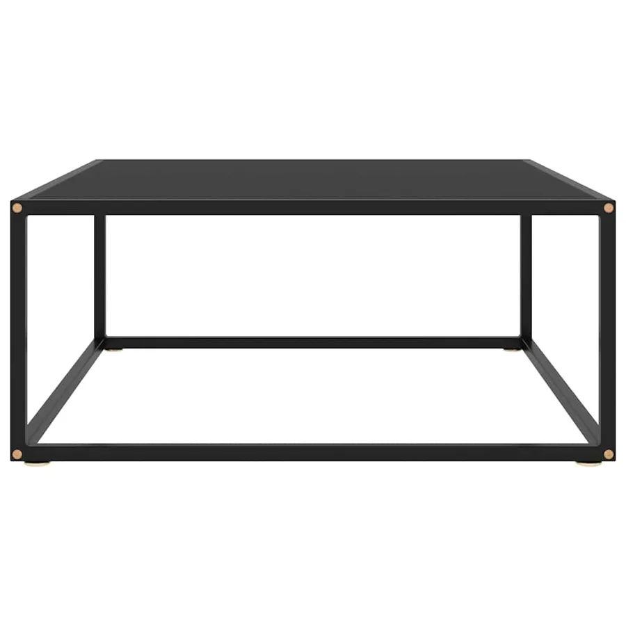 Table basse Noir avec verre noir 80x80x35 cm - 2